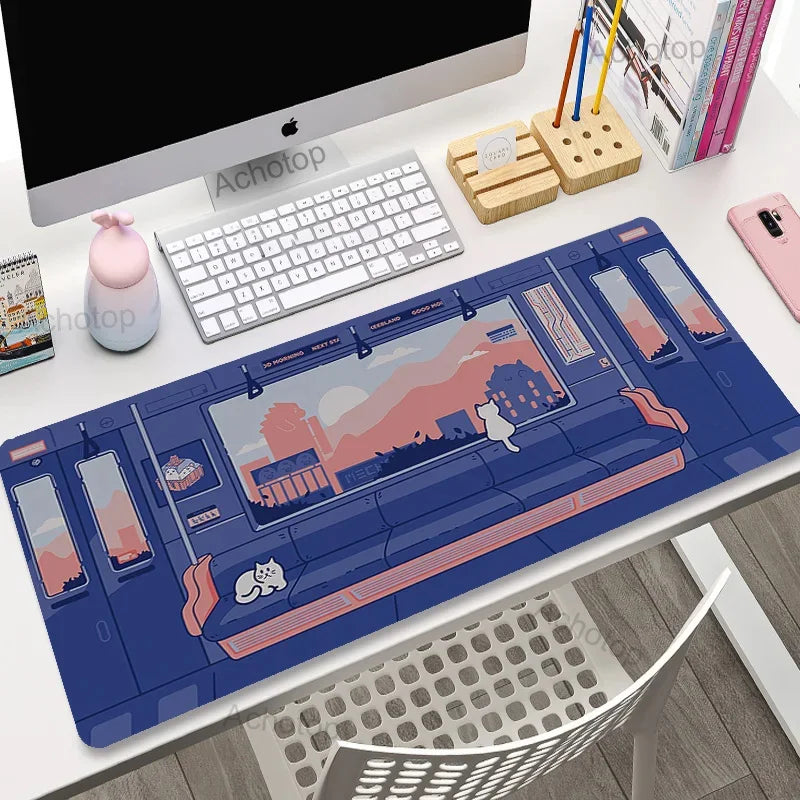 Laptop Mousepad Cute Kawaii Anime Cats Deskmat Extended Gaming Desk Mat High Quality Pink Anime Mouse Pad Gamer Keyboard
