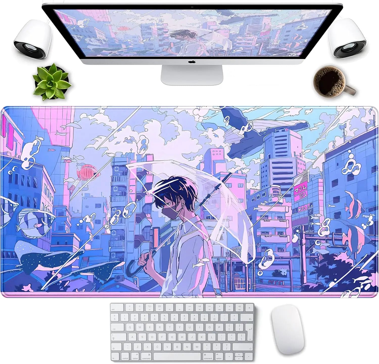 Anime Kawaii Desk Mat Mousepad XXL Large Gaming Mouse Pad Tokyo Street Desk MatGamer Desktop Computer Laptop Keyboard Mouse Mat