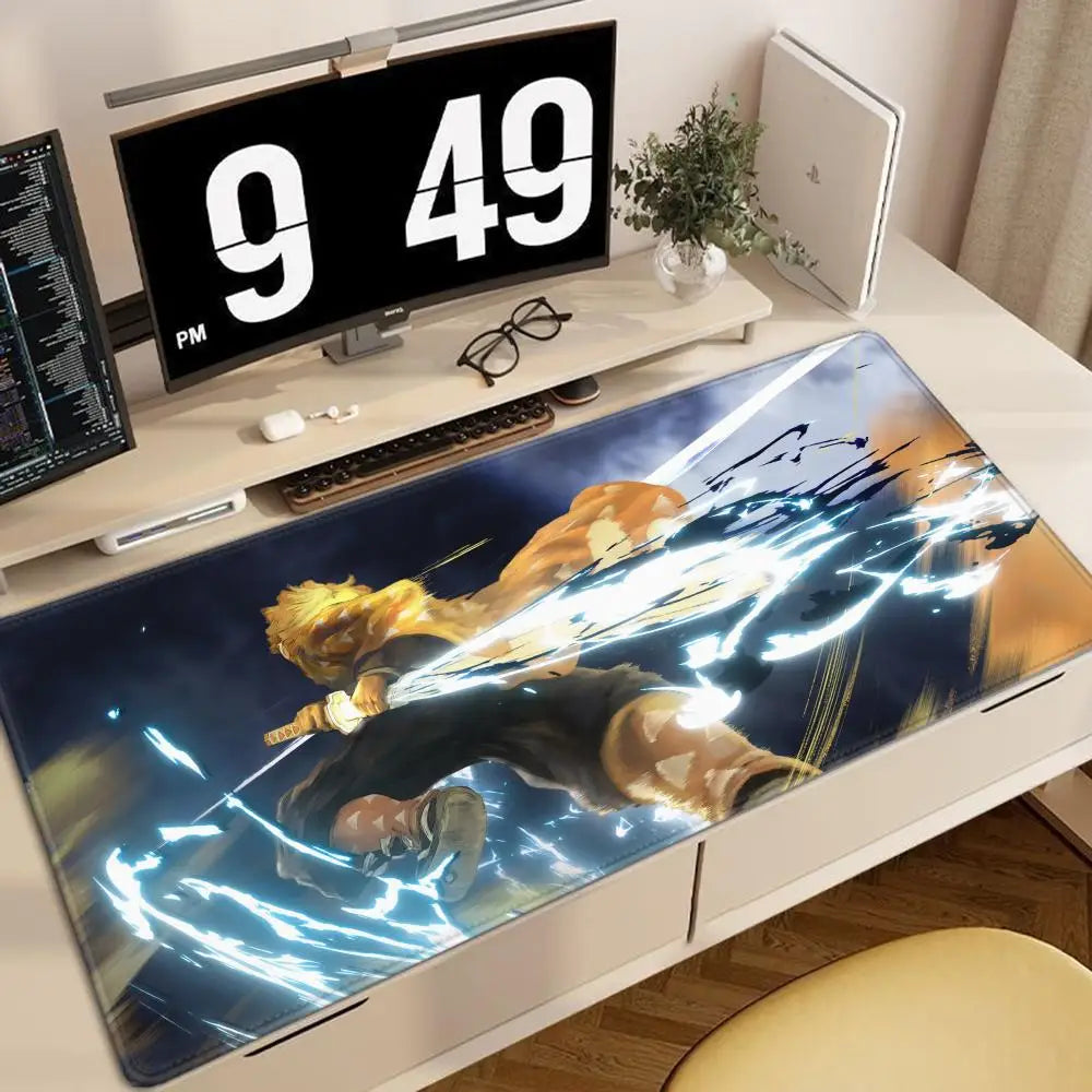 Zenitsu Agatsuma Anime Demon Slayer Mousepad Mouse Mat Desk Mat With Pad Gaming Accessories Prime Gaming XXL Keyboard Pad