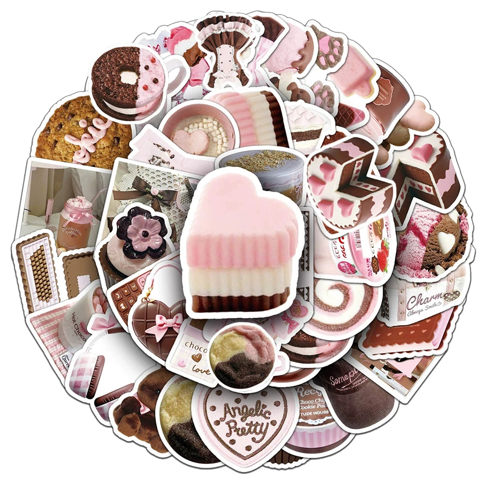 10/30/50pcs Cute Pink Brown Graffiti Stickers