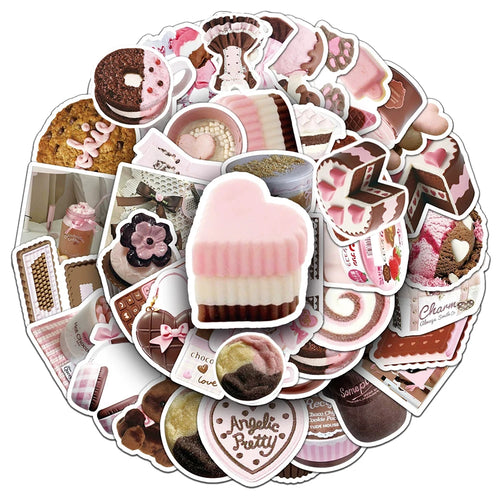 10/30/50pcs Cute Pink Brown Graffiti Stickers