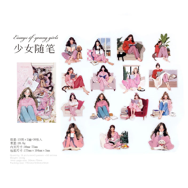 Reading Girl Stickers