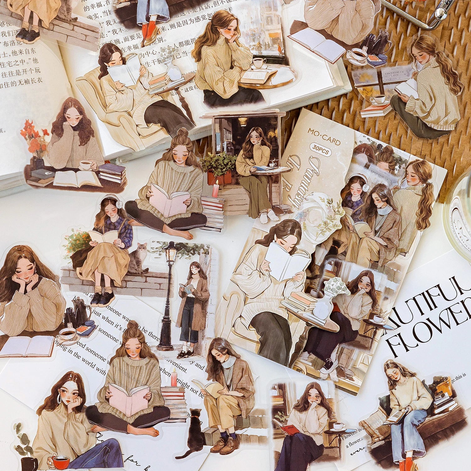 Reading Girl Stickers