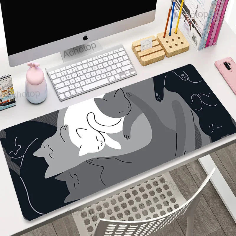 Laptop Mousepad Cute Kawaii Anime Cats Deskmat Extended Gaming Desk Mat High Quality Pink Anime Mouse Pad Gamer Keyboard