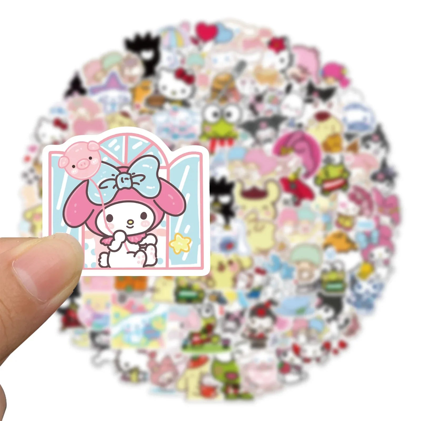 50/100pcs Kawaii My Melody Kuromi Hello Kitty Stickers