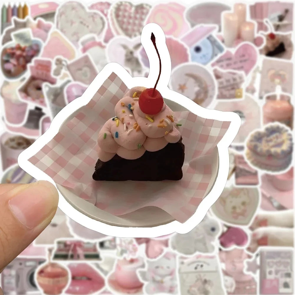 10/30/50/100pcs Cute Pink Girls Cartoon Stickers