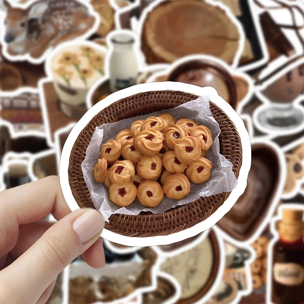 10/30/60pcs Cartoon Brown Stickers Cute Decals