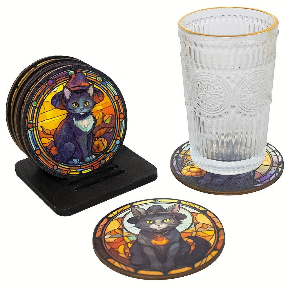Halloween Cat Coaster Set