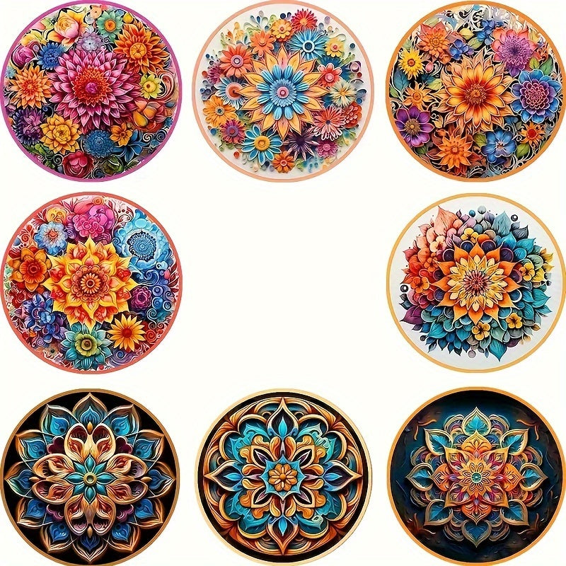 8pcs Floral Wooden Coasters