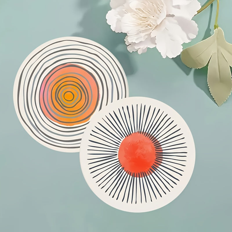 6 PCS Minimalist Watercolor Doodle Wooden Coasters