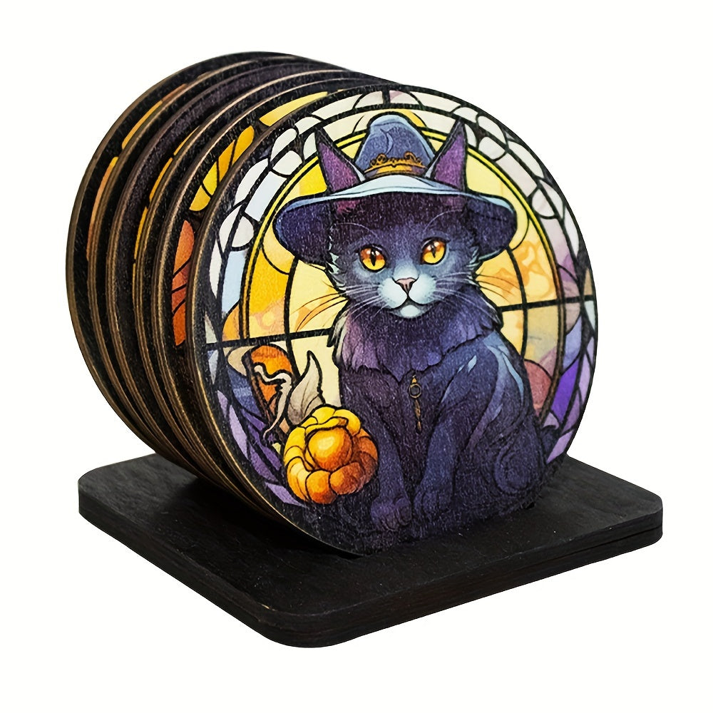 Halloween Cat Coaster Set