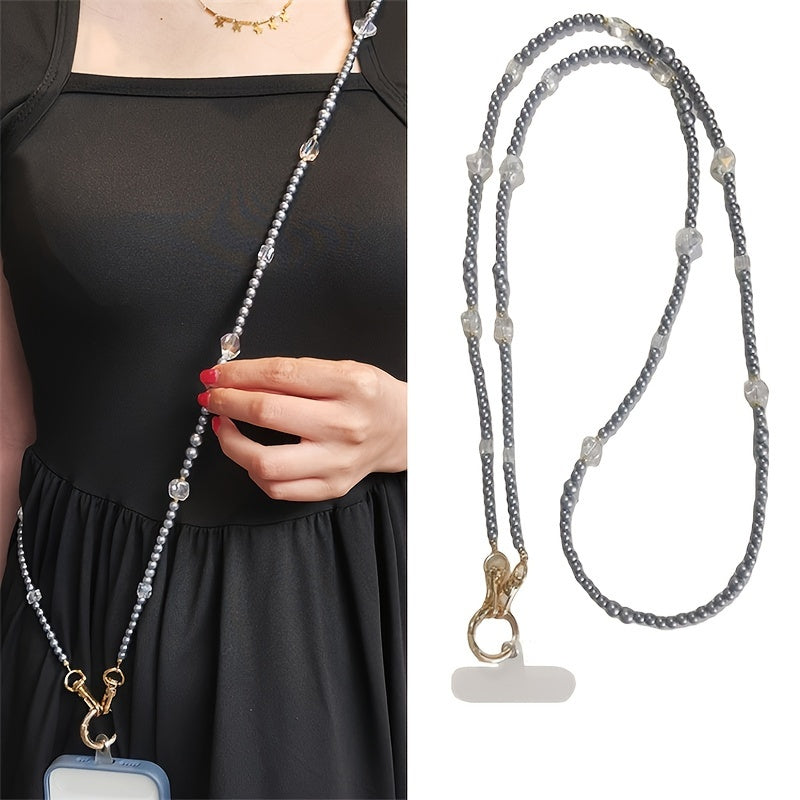 Stylish Beaded Phone Lanyard Crossbody Long Chain Necklace Strap