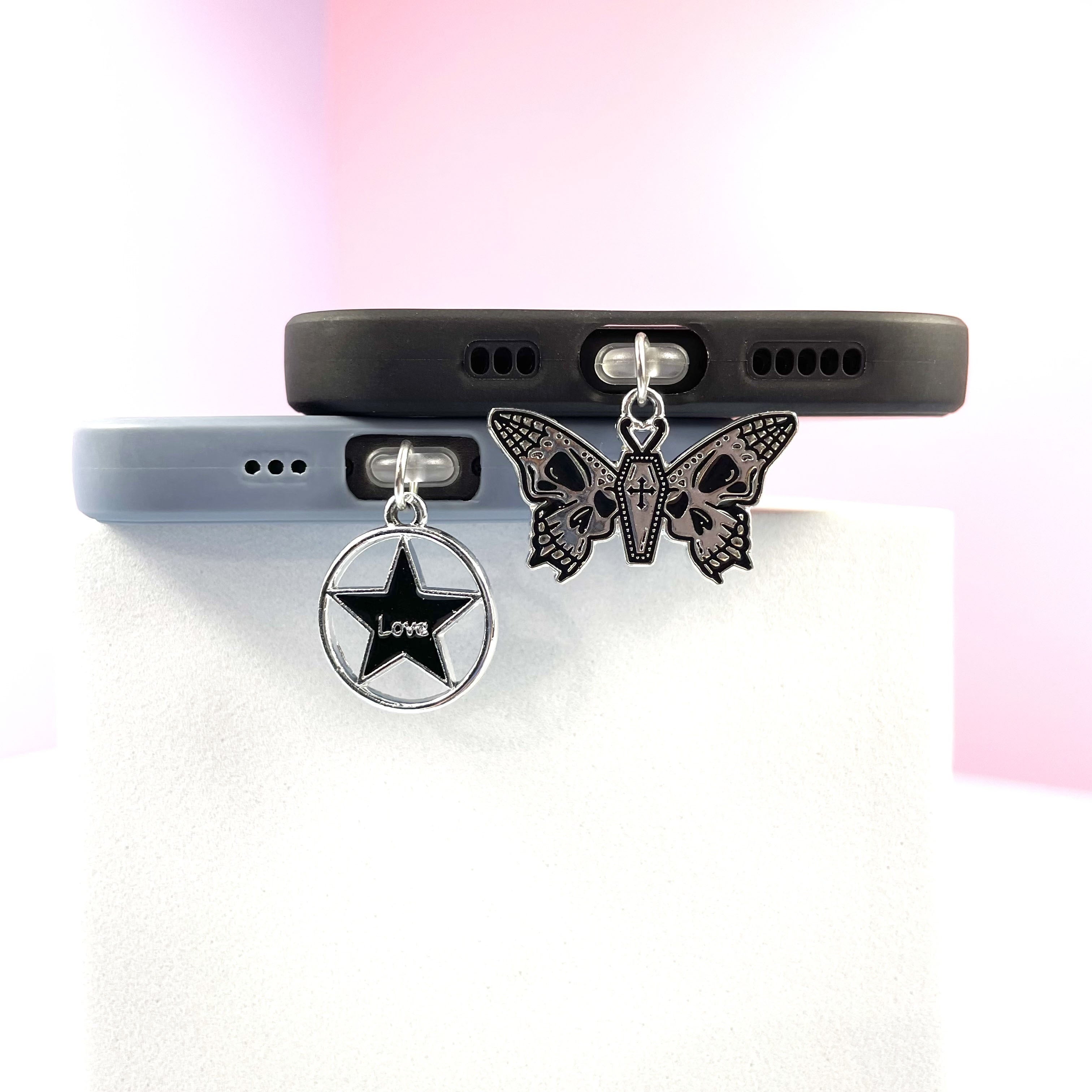 Anti-Dust Plug Charms for iPhone and Samsung - Skull Butterfly and Star Love Design- C- Ports