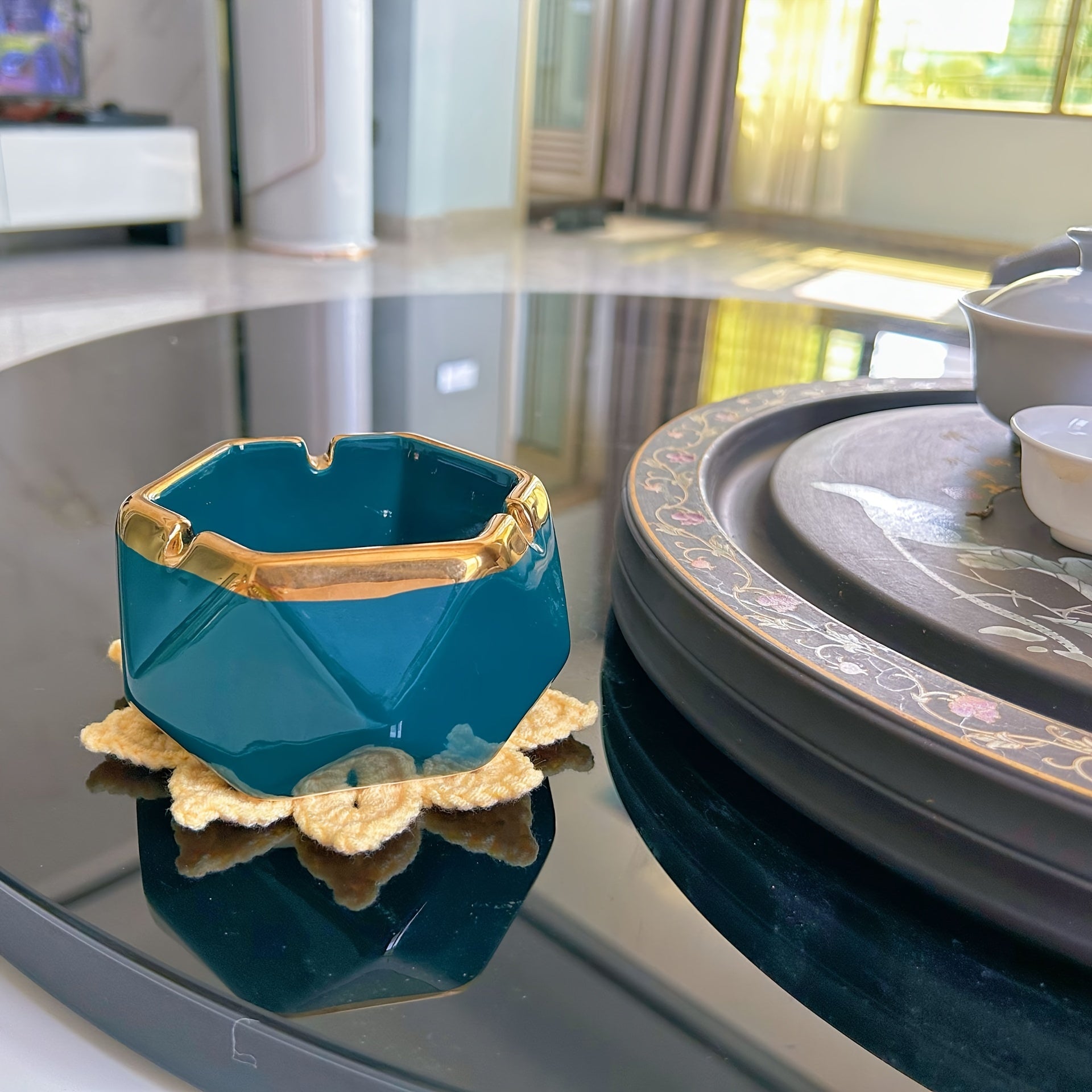 4pcs sunflower coaster exquisite pattern coasters