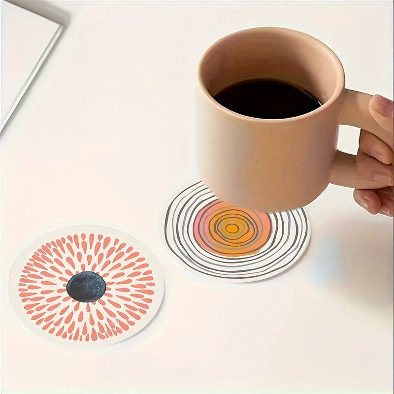 6 PCS Minimalist Watercolor Doodle Wooden Coasters