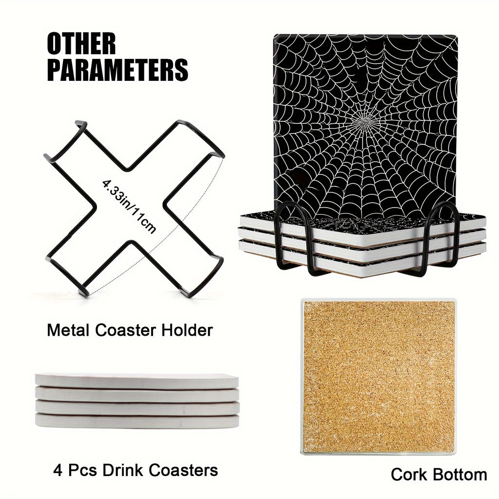 4-Piece Ceramic Spider Web Trivets