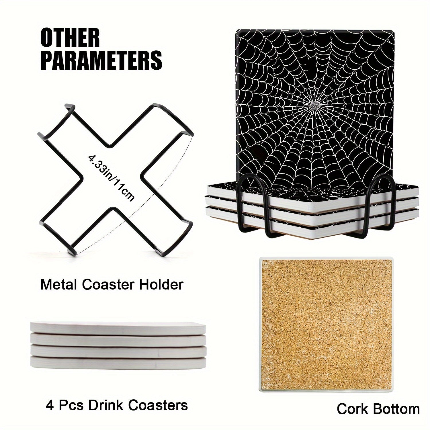 4-Piece Ceramic Spider Web Trivets