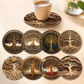 8pcs Tree of Life Wooden Coasters Set