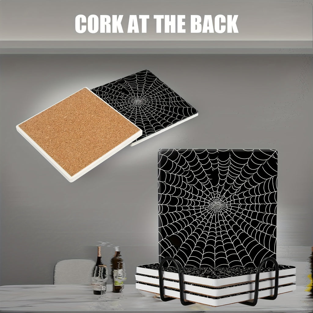 4-Piece Ceramic Spider Web Trivets