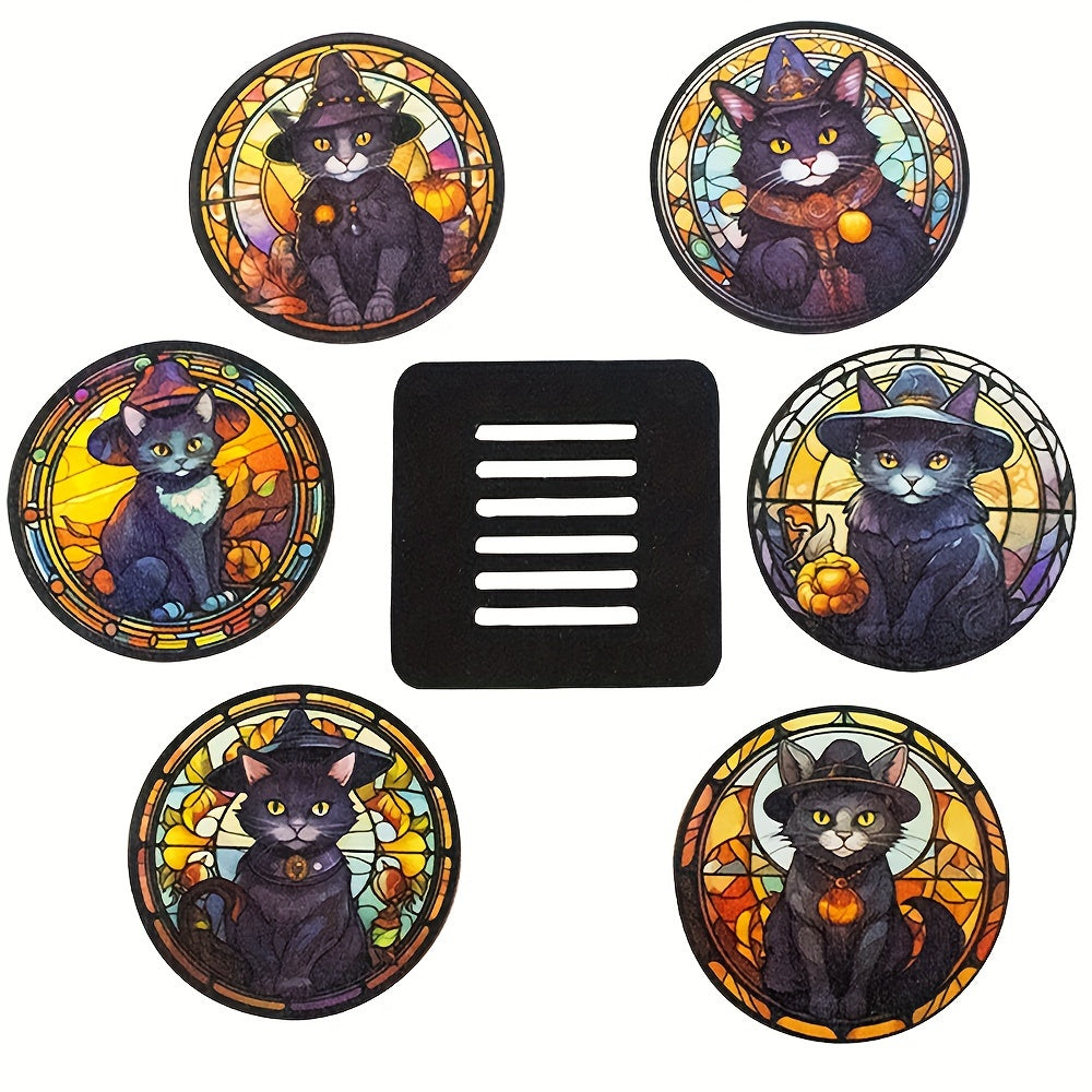 Halloween Cat Coaster Set